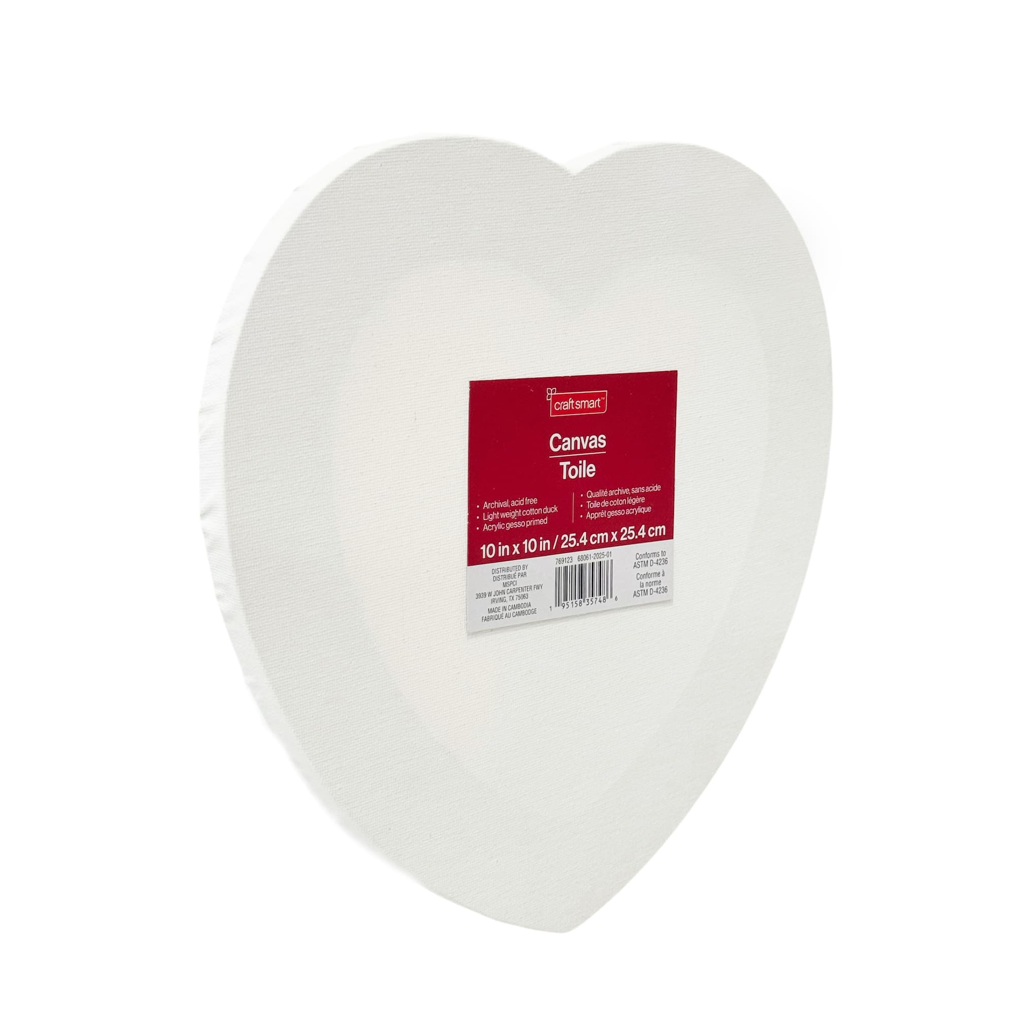 10" x 10" White Heart Cotton Duck Canvas by Craft Smart™